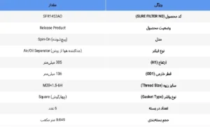 مشخصات فنی فیلتر سپراتور شور SFR1453AO
